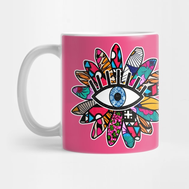 Greek Evil Eye Pink Flower by artbyomega